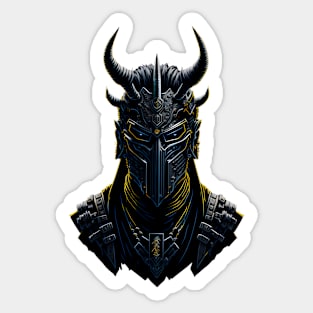 Cyberpunk Ninja Samurai Mask with Horns Japanese Design Sticker